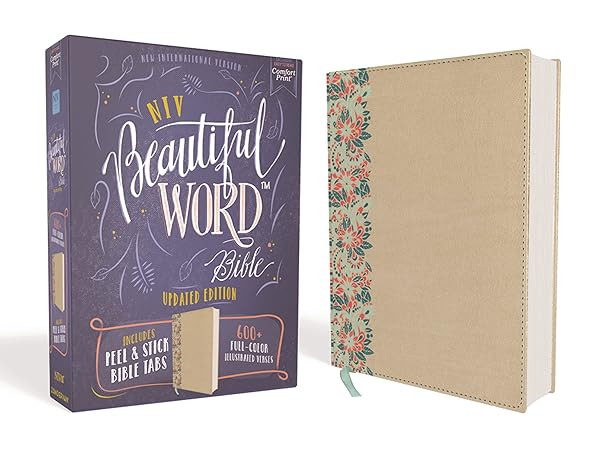 NIV, Beautiful Word Bible, Updated Edition, Peel/Stick Bible Tabs, Leathersoft over Board, Gold/F... | Amazon (US)