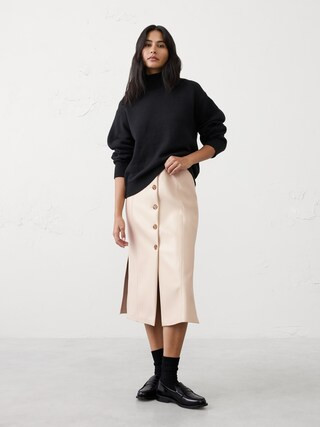 Vegan Leather Midi Skirt | Banana Republic Factory