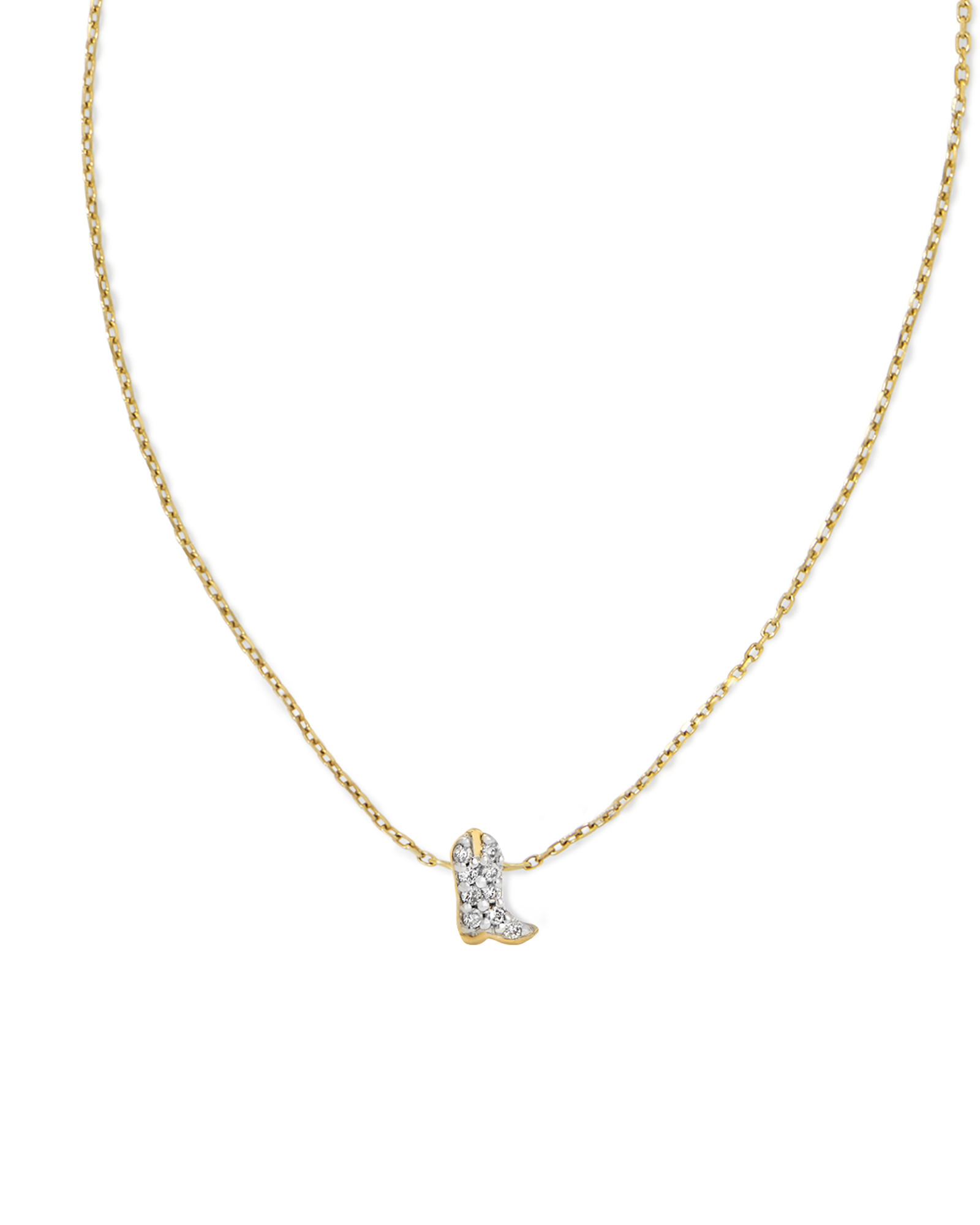 Tiny Cowboy Boot 14k Yellow Gold Pendant Necklace in White Diamond | Kendra Scott | Kendra Scott