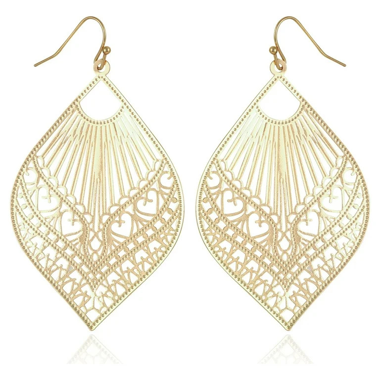 Time and Tru Women's Filagree Metal Boho Fishhook Basic Fashion Earrings | Walmart (US)