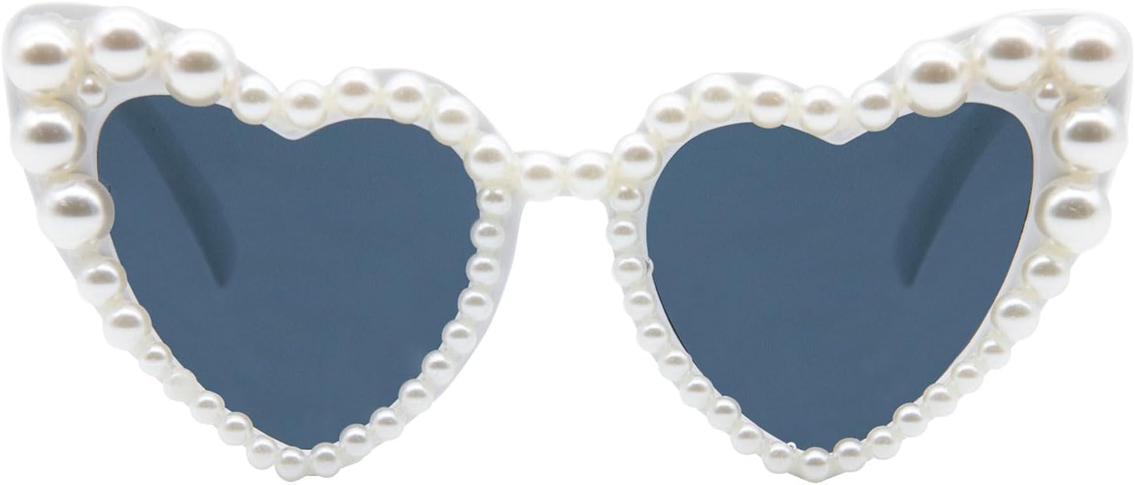 Luxury Love Pearl Sunglasses Women Heart Shaped Cat Eye Sun Glasses Party Festival Shimmering Bli... | Amazon (US)