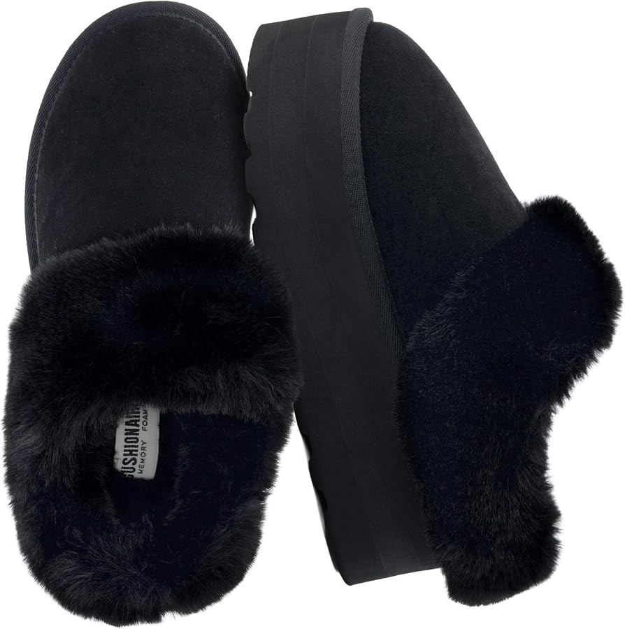 CUSHIONAIRE Women's Husky Genuine Suede cozy mule Platform +Memory Foam, Wide Widths Available | Amazon (US)