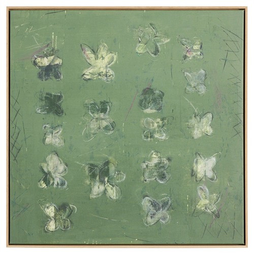 Selah Modern Classic Green Floral Brown Oak Frame Painting - 24x24 | Kathy Kuo Home