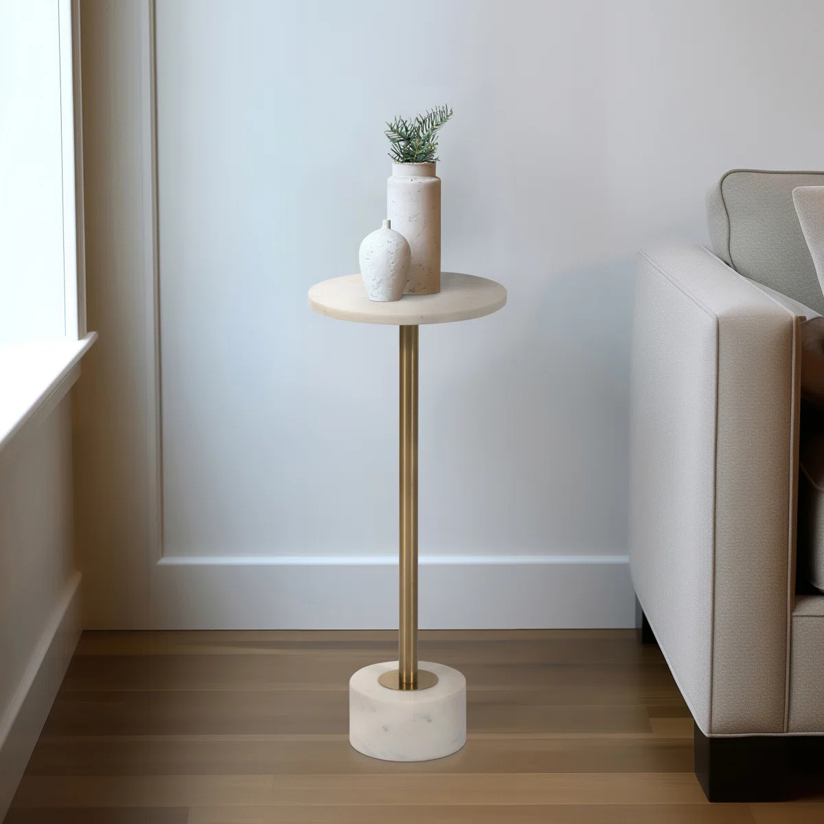 Layla Marble End Table - Side Table Perfect for Any Living Room, Bedroom, or Office | Wayfair North America