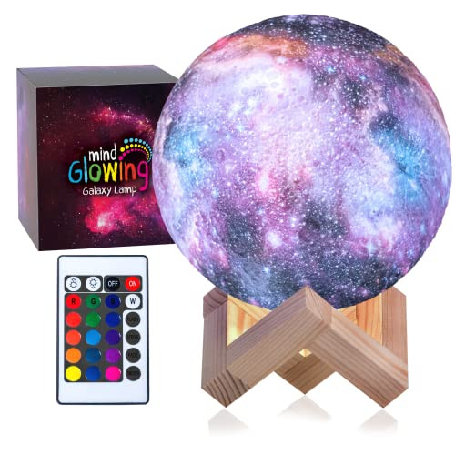 Mind-glowing 3D Galaxy Moon Lamp - Cool Night Light for Kids Bedrooms - 16 Colors, Touch/Remote C... | Amazon (US)