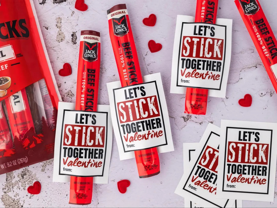 Let’s Stick Together Valentine with Meat Stick Holder, Snack Stick Valentine Printable for Scho... | Etsy (US)