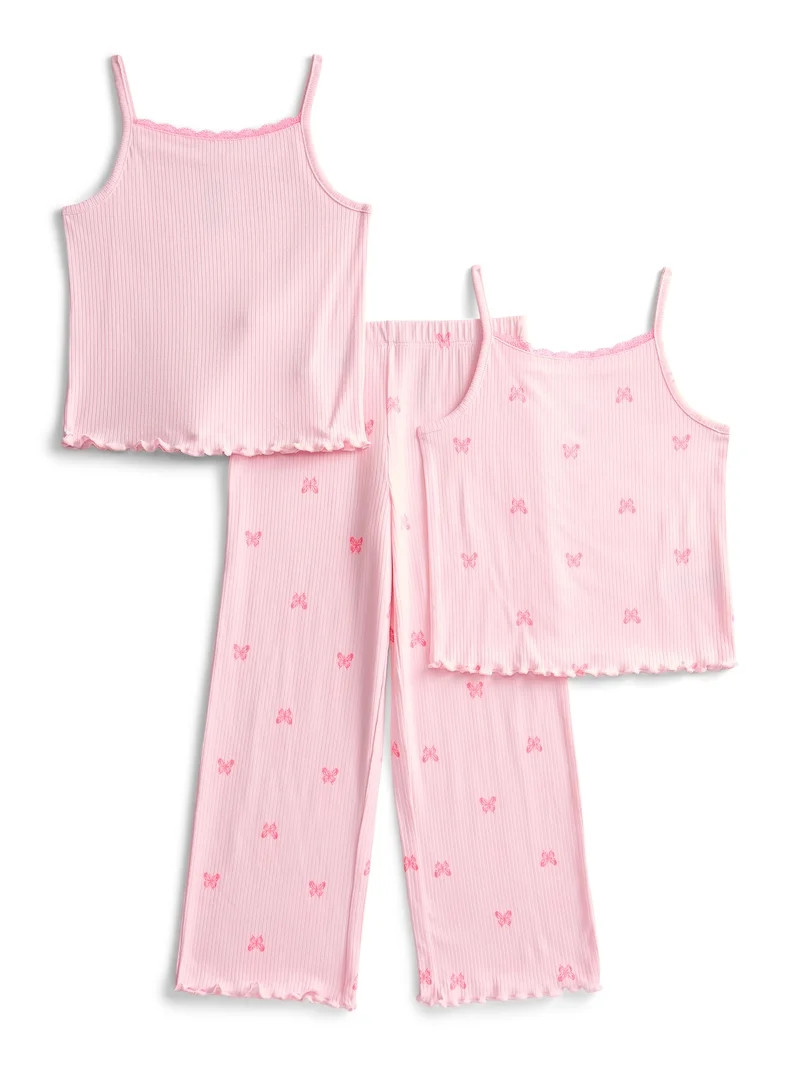 Wonder Nation Girls Tank Tops and Pants Sleep Set, 3-Piece, Sizes 4-18 | Walmart (US)