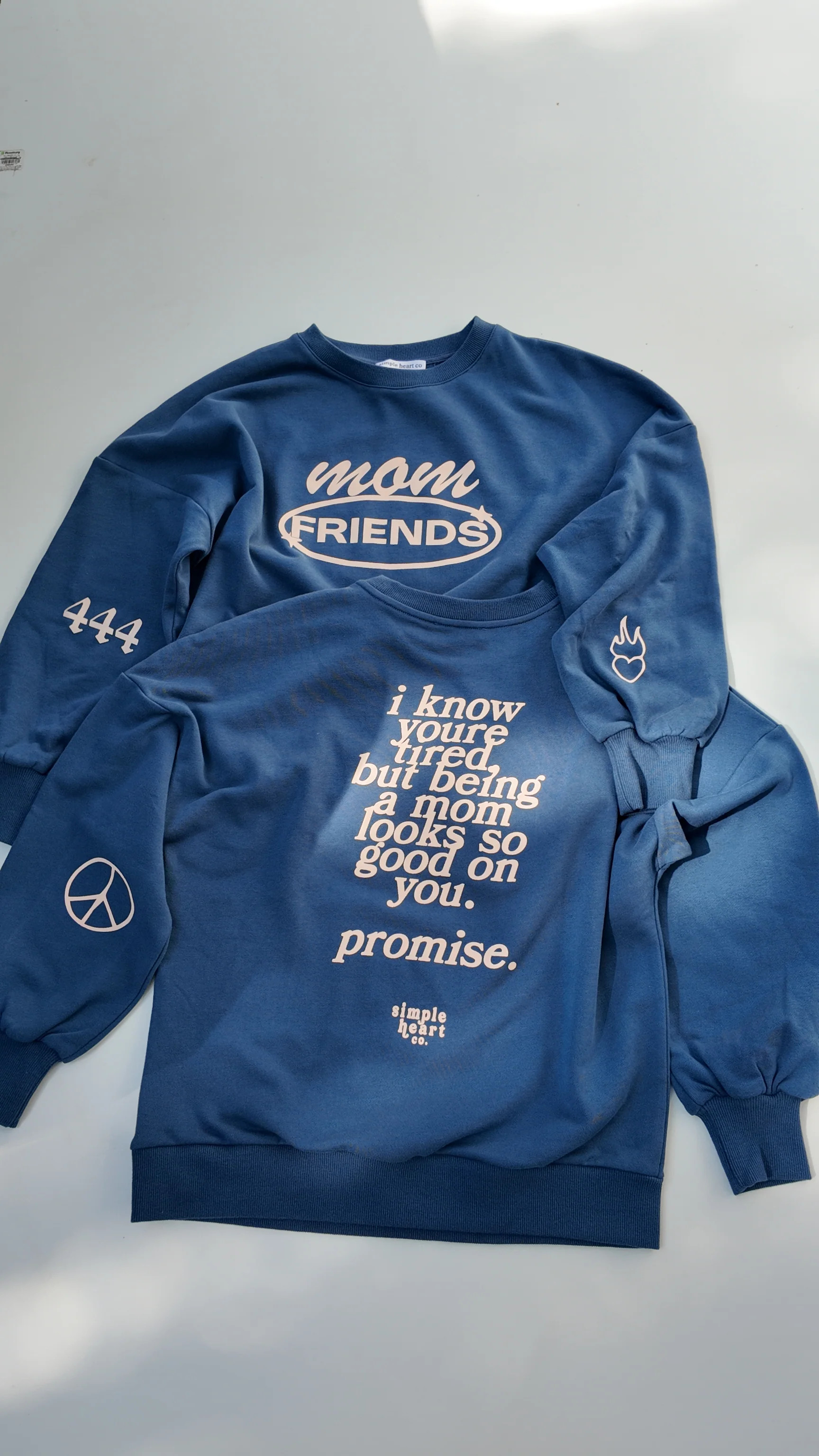 Mom Friends Sweatshirt Set | Cozy Blue Crewneck | Simple Heart Co
