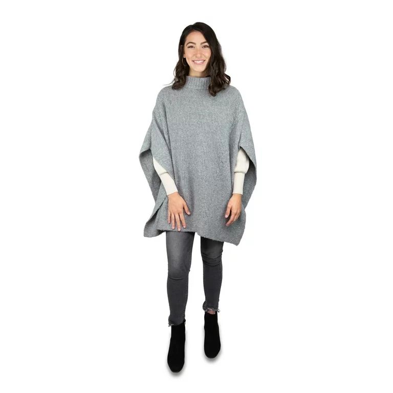 Time and Tru Womens Cable Knit Poncho Size Small/Medium Grey Color | Walmart (US)