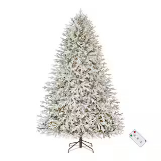 Home Decorators Collection 7.5 ft. Pre-Lit LED Kenwood Fraser Fir Flocked Artificial Christmas Tr... | The Home Depot