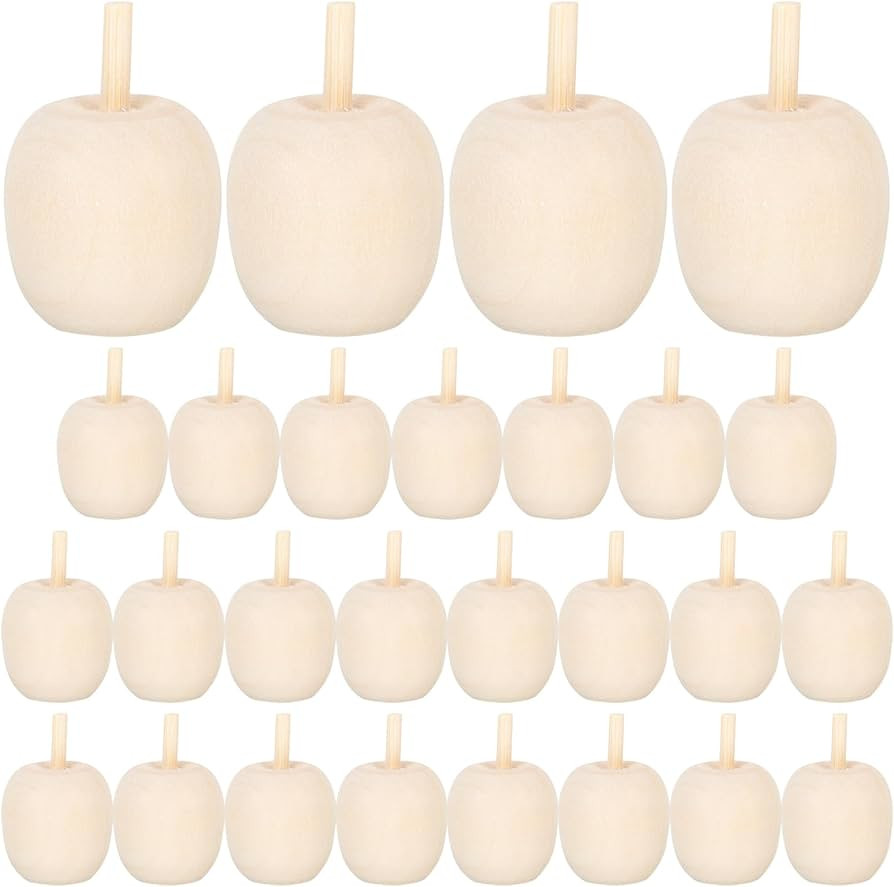 30 Pcs Unfinished Wooden Apples Natural Mini Wood Apples Paintable Apple Decorations for DIY Proj... | Amazon (US)