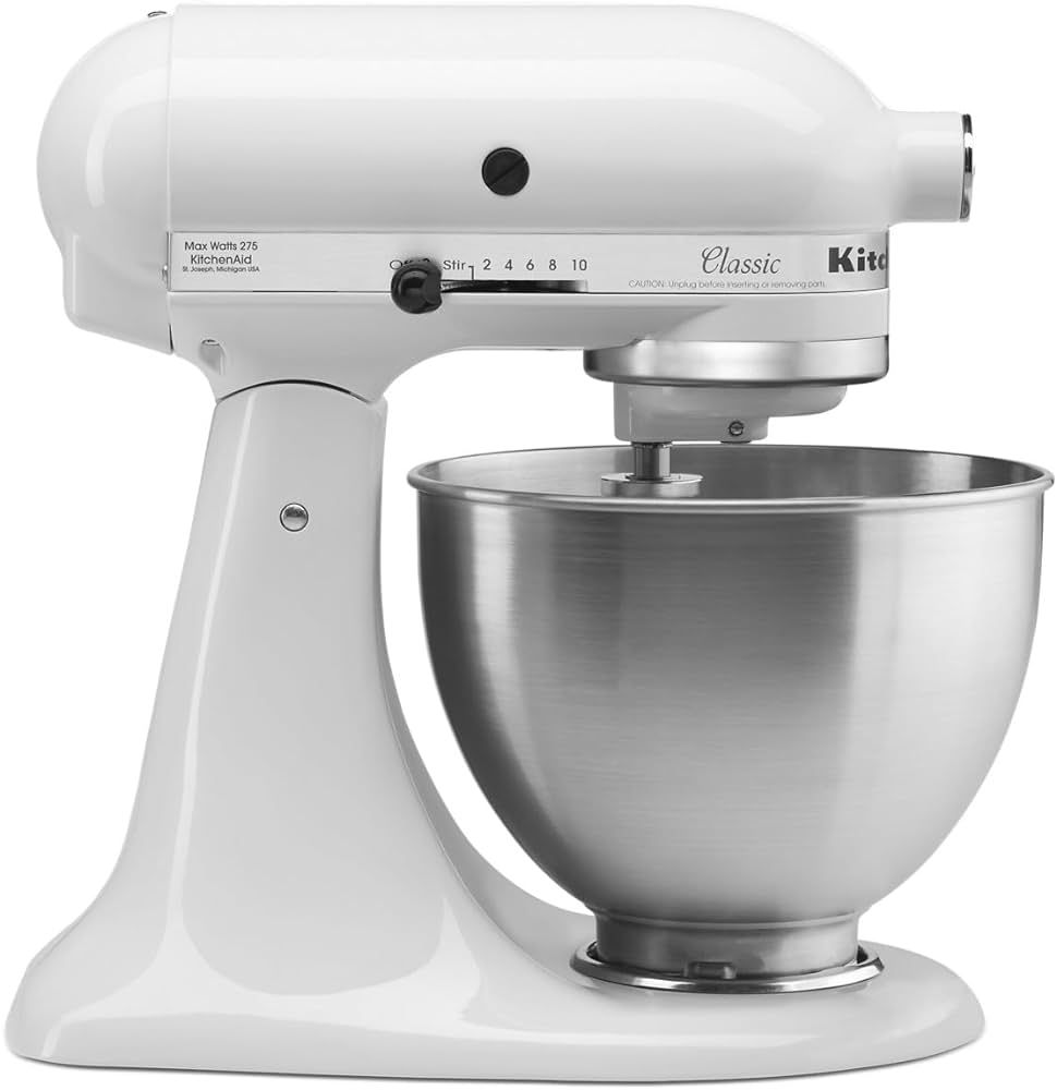 KitchenAid Classic Series 4.5 Quart Tilt-Head Stand Mixer K45SS, White | Amazon (US)