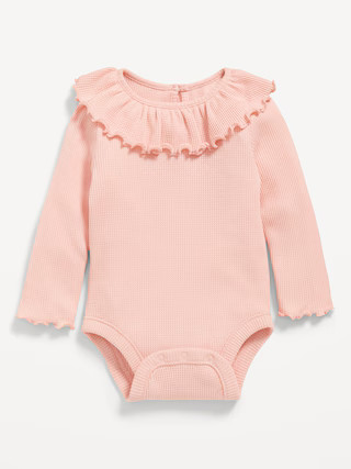 Long-Sleeve Ruffle-Trim Thermal-Knit Bodysuit for Baby | Old Navy (US)