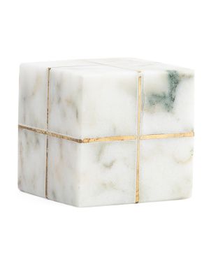 4x4 Marble Cube With Brass Inlay | TJ Maxx