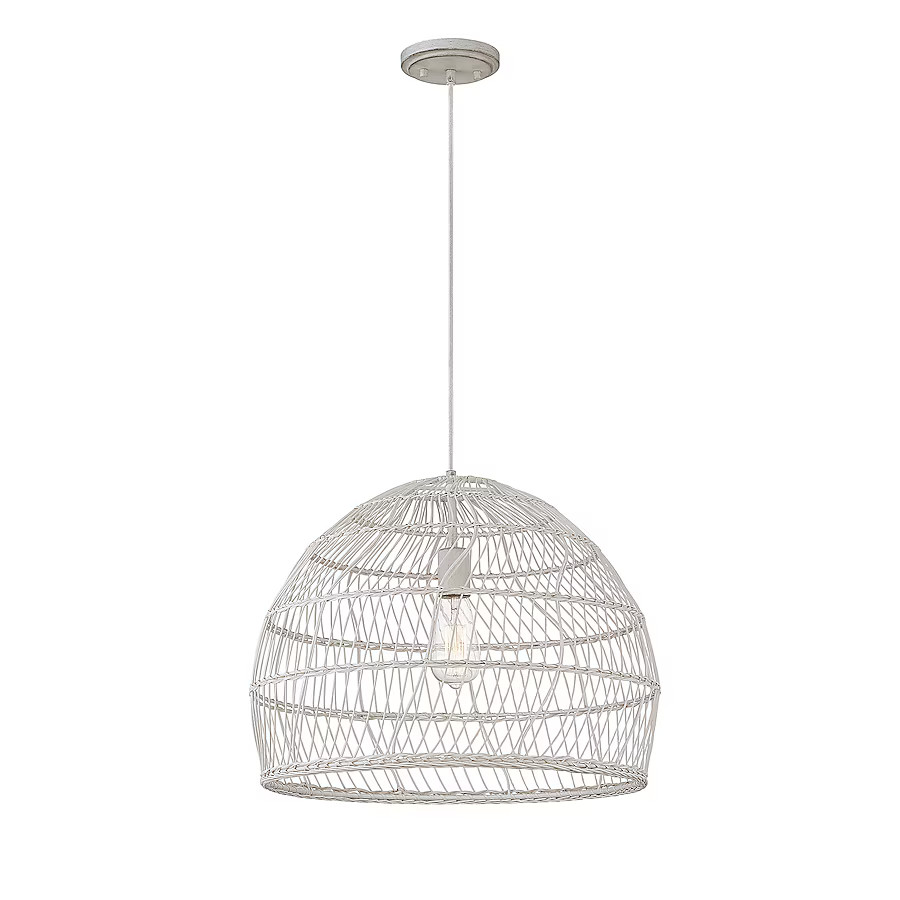 Meridian Lite Trends Meridian White Rattan with A White Socket Bohemian/Global Dome Led; Hanging ... | Lowe's