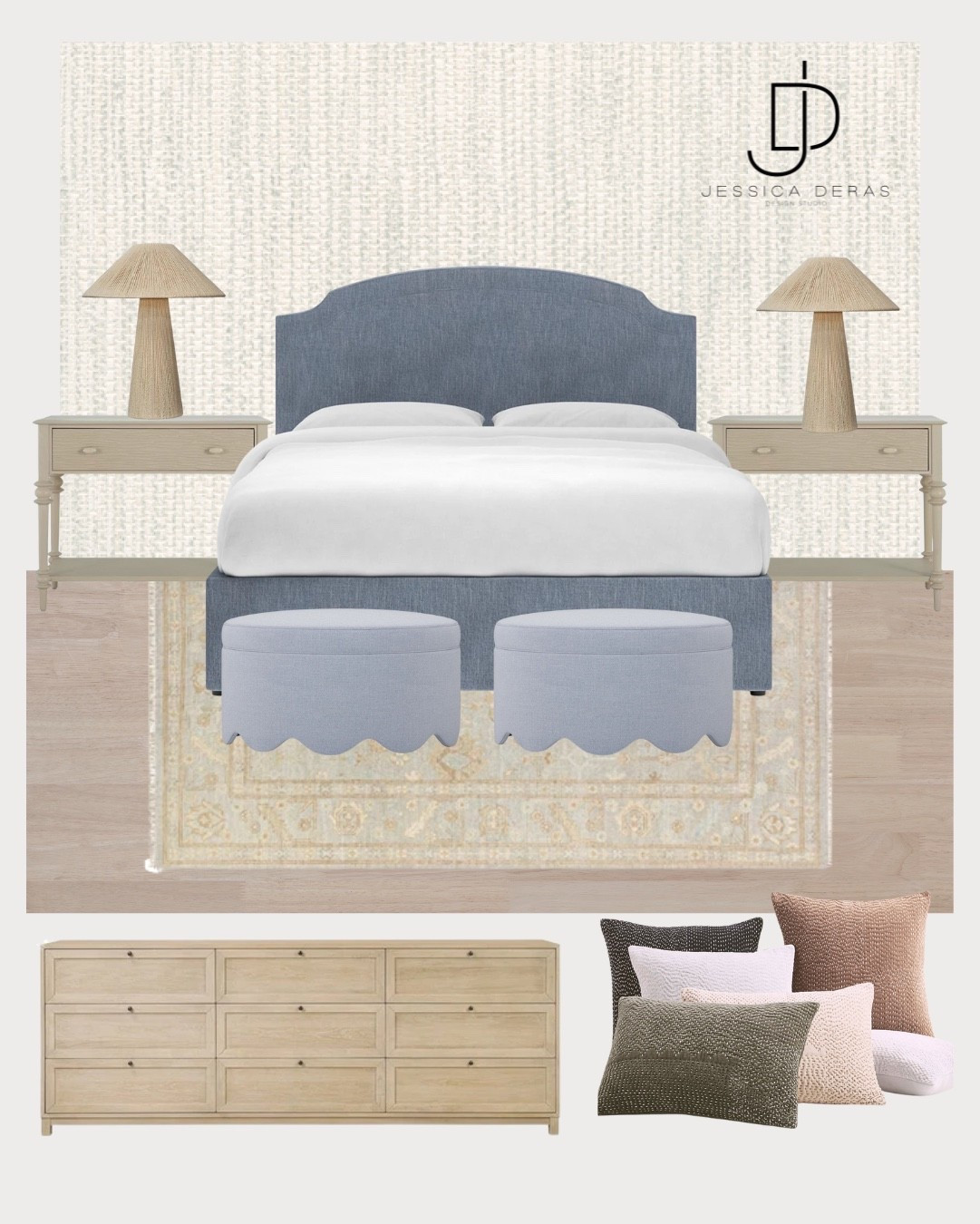 Kathy Kuo bedroom moadboard with blue and brown color palette.✨😍

Interested in our interior design? (jessicaderasinteriordesign.com) to schedule a 30min free Discovery call! We’d love to design your home. 

#LTKStyleTip #LTKHome #LTKFamily