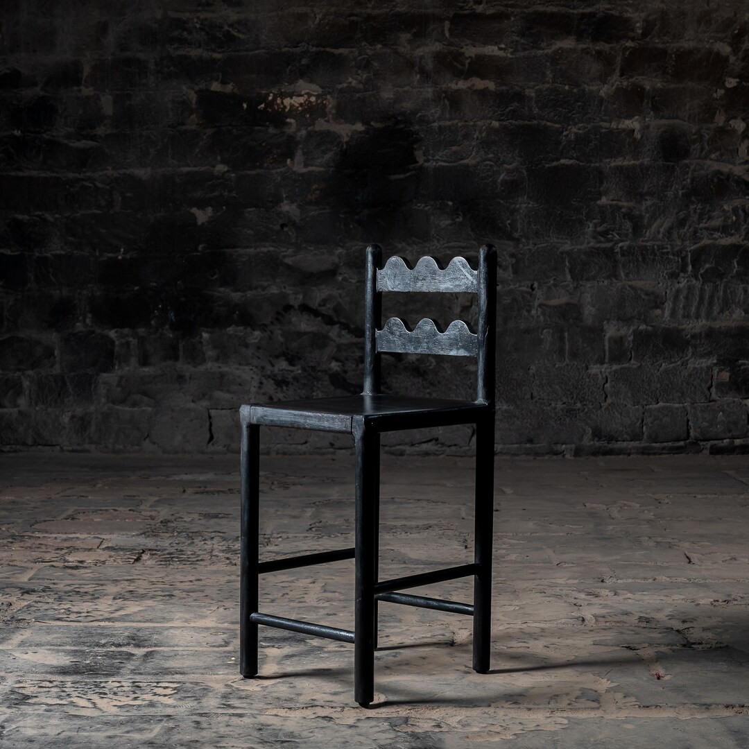 Vintage Black Reclaimed Wooden Counter Chair Dining Chair Kitchen and Dining Chair Rustic Black F... | Etsy (US)