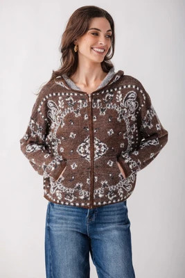 Raisonnel Bandana Hooded Cardigan | Social Threads