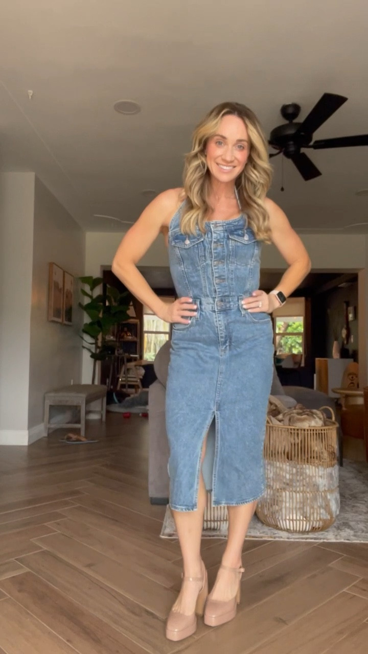 The long demin skirt was not a trend I thought I’d jump on but this dress sold me! So easy to pop this on for any occasion! Church, brunch, even work with nice jacket. This is also a great day to night look. 

You can wear ANY shoe with this skirt! Versatility is everything and make this trend your own. 

#LTKMostLoved #LTKVideo #LTKSpringSale