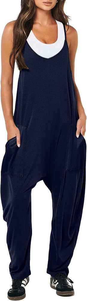 ANRABESS Women's Casual Loose Sleeveless Jumpsuits Spaghetti Strap Harem Long Pants Romper Overal... | Amazon (US)