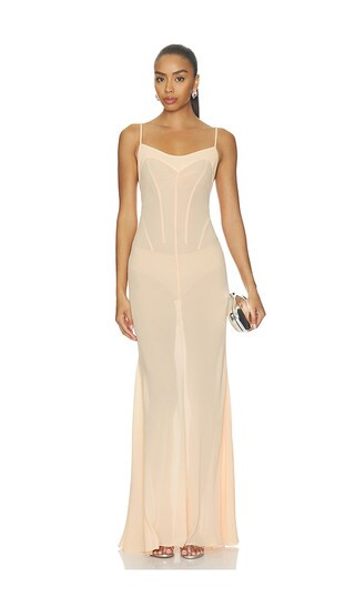 Janet Slip Dress With Draped Bust in Peach | Revolve Clothing (Global)