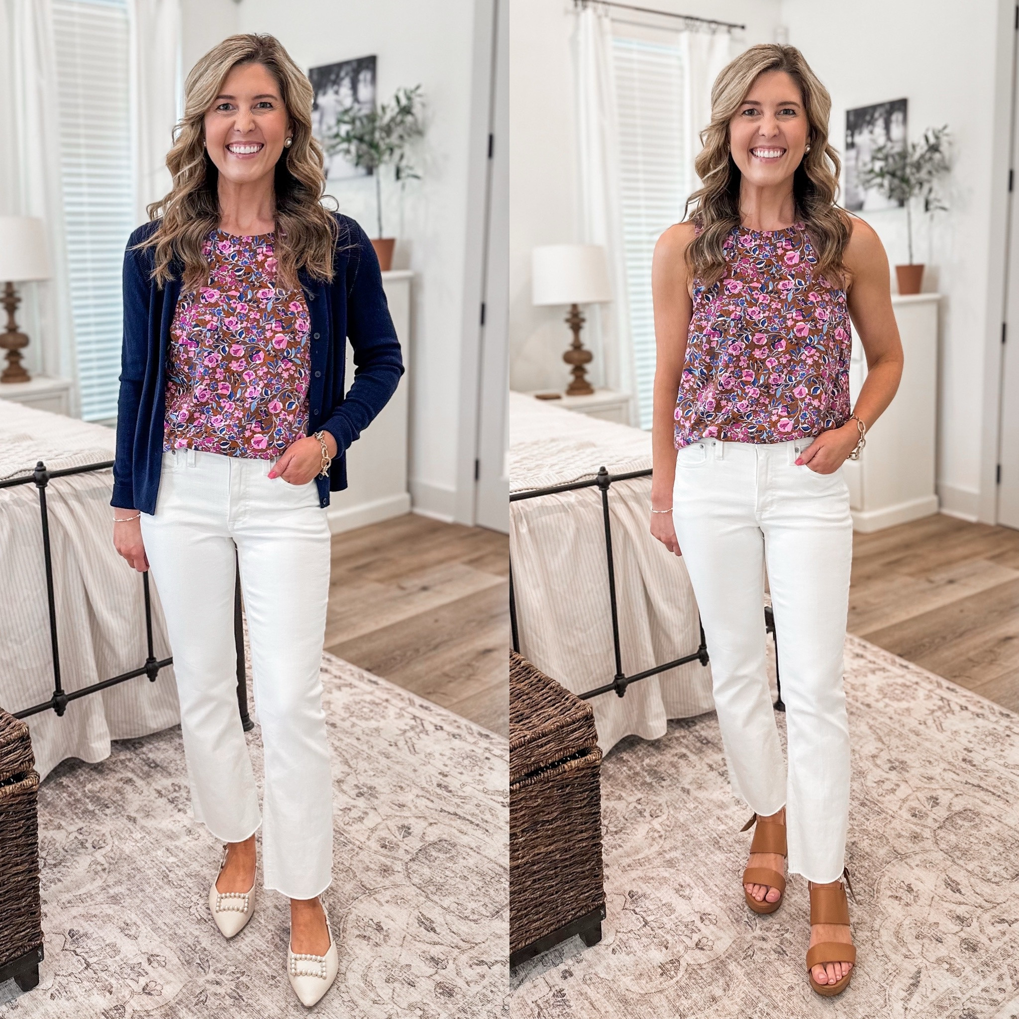 White jeans- 24 reg (tts, petite sizing hits a little higher on the ankle)
Top- xs tts
Cardigan and flats- linked similar
Heels- size 6 tts


#LTKsalealert #LTKSeasonal #LTKfindsunder50