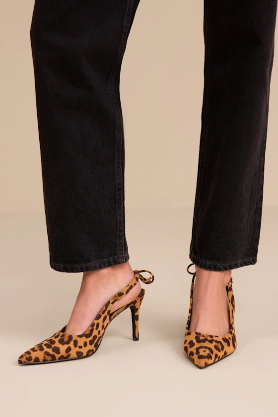 Lacey Leopard Suede Pointed-Toe Slingback Pumps | Lulus