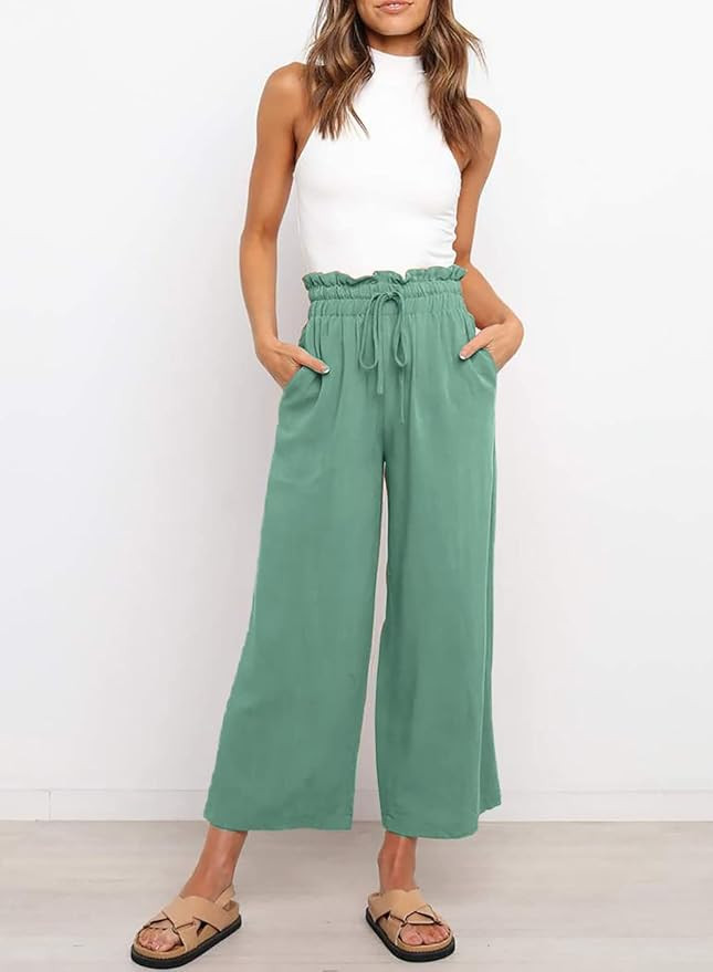 Dokotoo Womens Casual Elastic Waist Solid Comfy Jogging Jogger Pants with Pockets | Amazon (US)