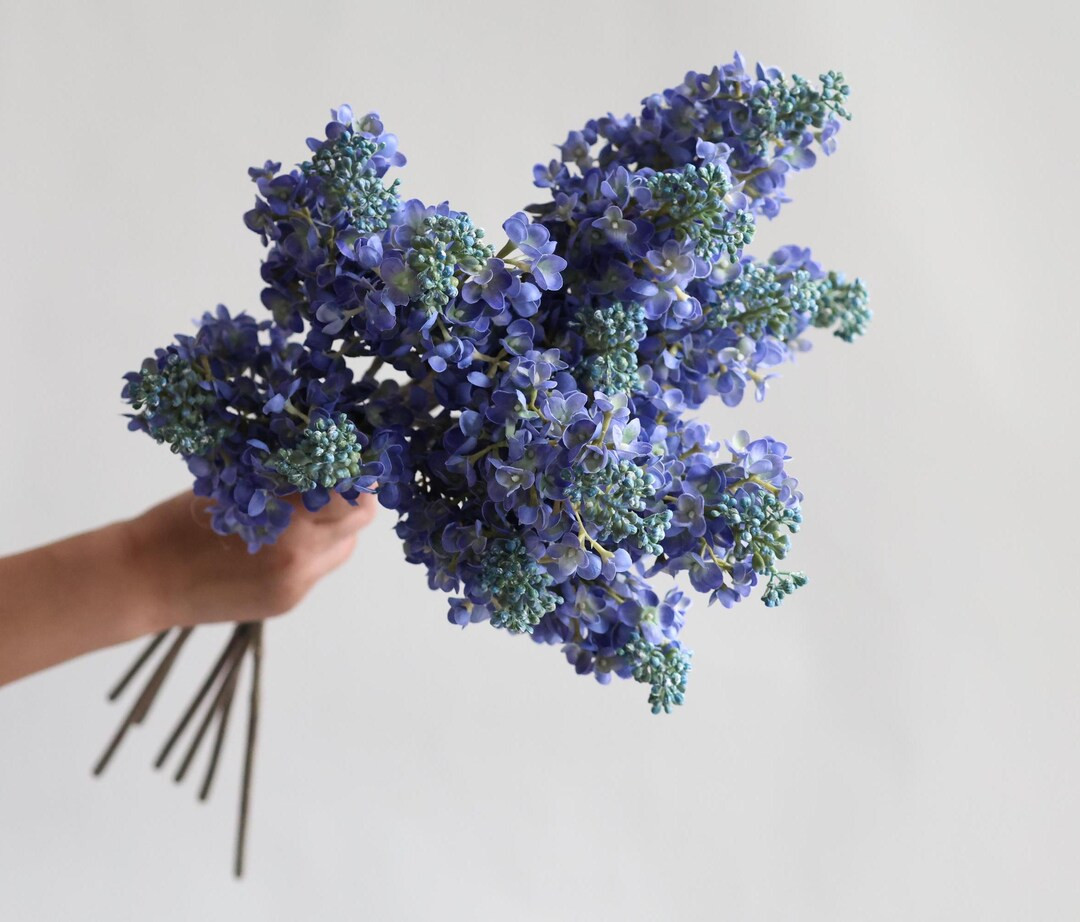 24.8" Fake Real Touch Blue Lilac Flower Branch Artificial Spring Summer Flowers, DIY Floral Weddi... | Etsy (US)
