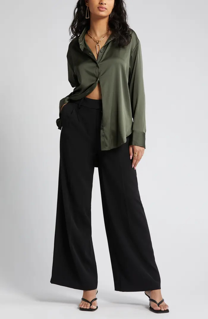 Satin Button-Up Shirt | Nordstrom