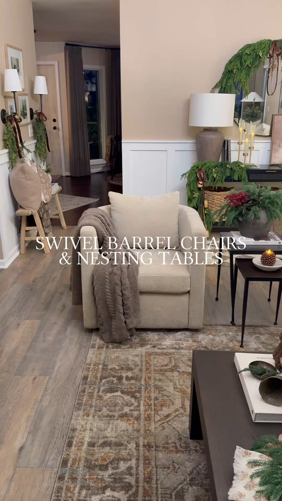 Cozy Swivel Barrel Chairs & Nesting Table Duo

Follow @farmtotablecreations on Instagram to shop all sources.

These swivel barrel chairs have quickly become a favorite in our home. The beige polyester upholstery is an ultra-soft performance fabric that’s both family-friendly and pet-friendly, with stain-resistant material that holds up beautifully to everyday life. They swivel smoothly, feel incredibly comfortable, and add the perfect cozy touch to any seating area.

I paired them with a set of metal nesting tables placed right between the chairs for a functional, space-saving setup that still feels elevated. Both the chairs and tables are currently on sale, and they’re such great staples for creating a warm, inviting corner in your living room.

#swivelchair #barrelchair #accentchair #livingroomchairs #chairsale #livingroomfurniture #neutraldecor #cozyhome #homestyling #interiorfinds #amazonhome #wayfairfinds #decorideas #accenttables #nestingtables #livingroominspo #homeinspo #interiordesign

#LTKFindsUnder50 #LTKHome #LTKSaleAlert
