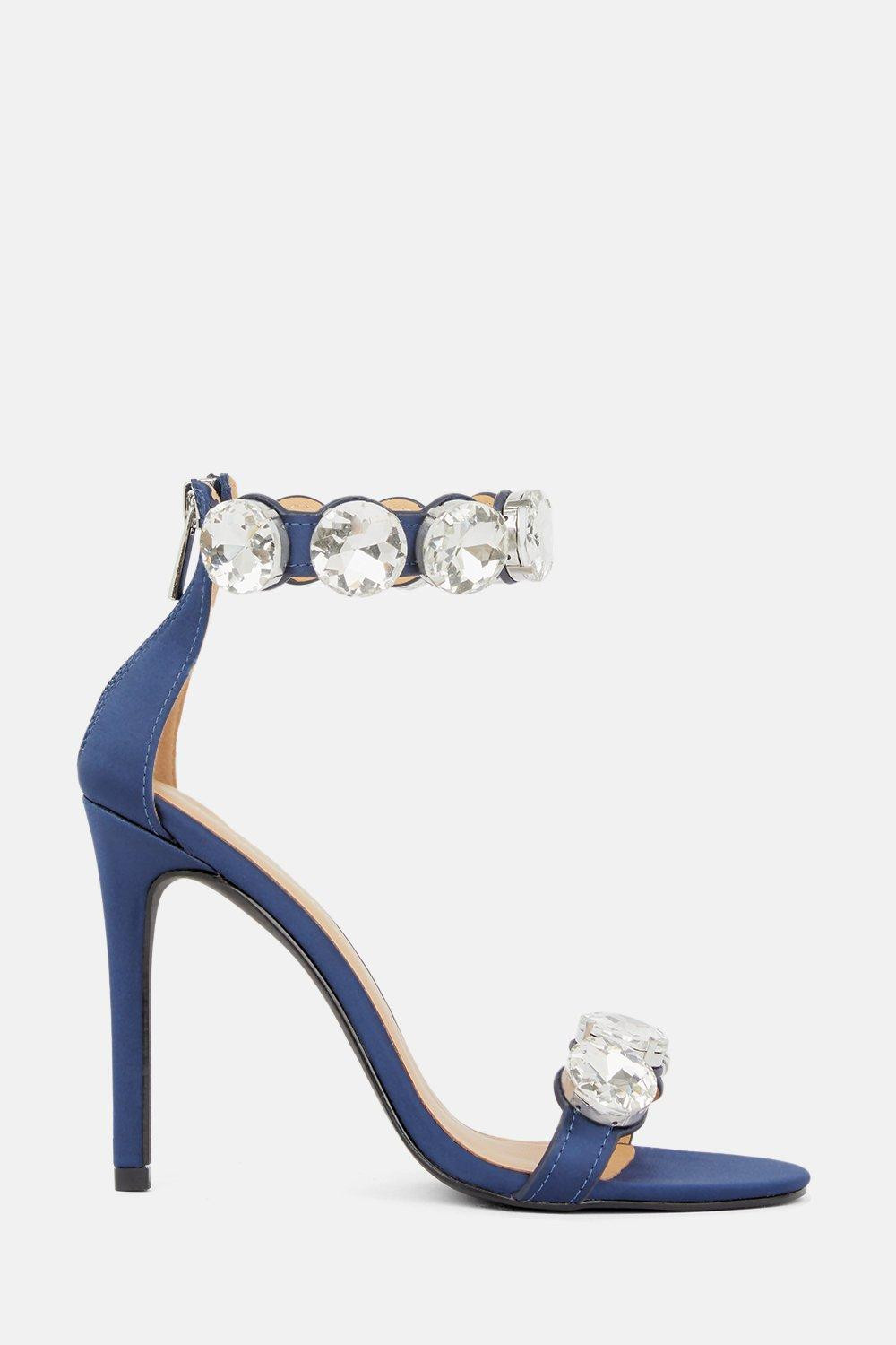 Crystal Stone Double Strap Stiletto Heel | Karen Millen US