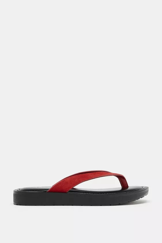 CONTRAST LEATHER SANDALS | Zara UK