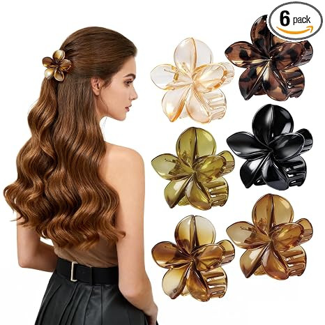 Hawaiian Flower Hair Clips for Women, Tropical Plumeria Hibiscus Claw Clips for Thick/Thin Hair, ... | Amazon (US)