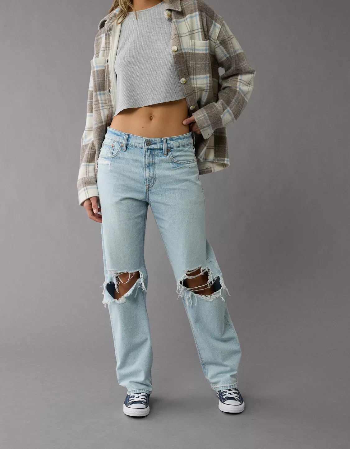 AE Strigid Ripped Low-Rise Ex-Boyfriend Jean | American Eagle Outfitters (US & CA)