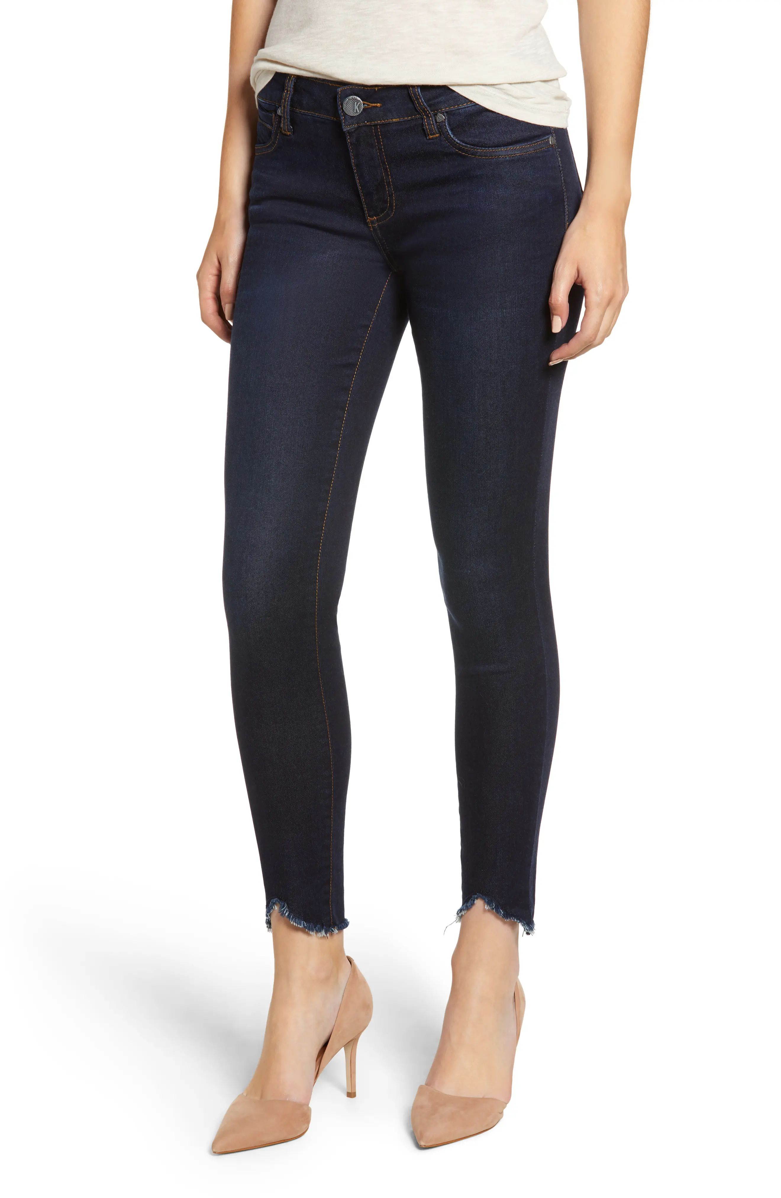 Women's Kut From The Kloth Connie Frayed Ankle Skinny Jeans, Size 00 - Blue | Nordstrom