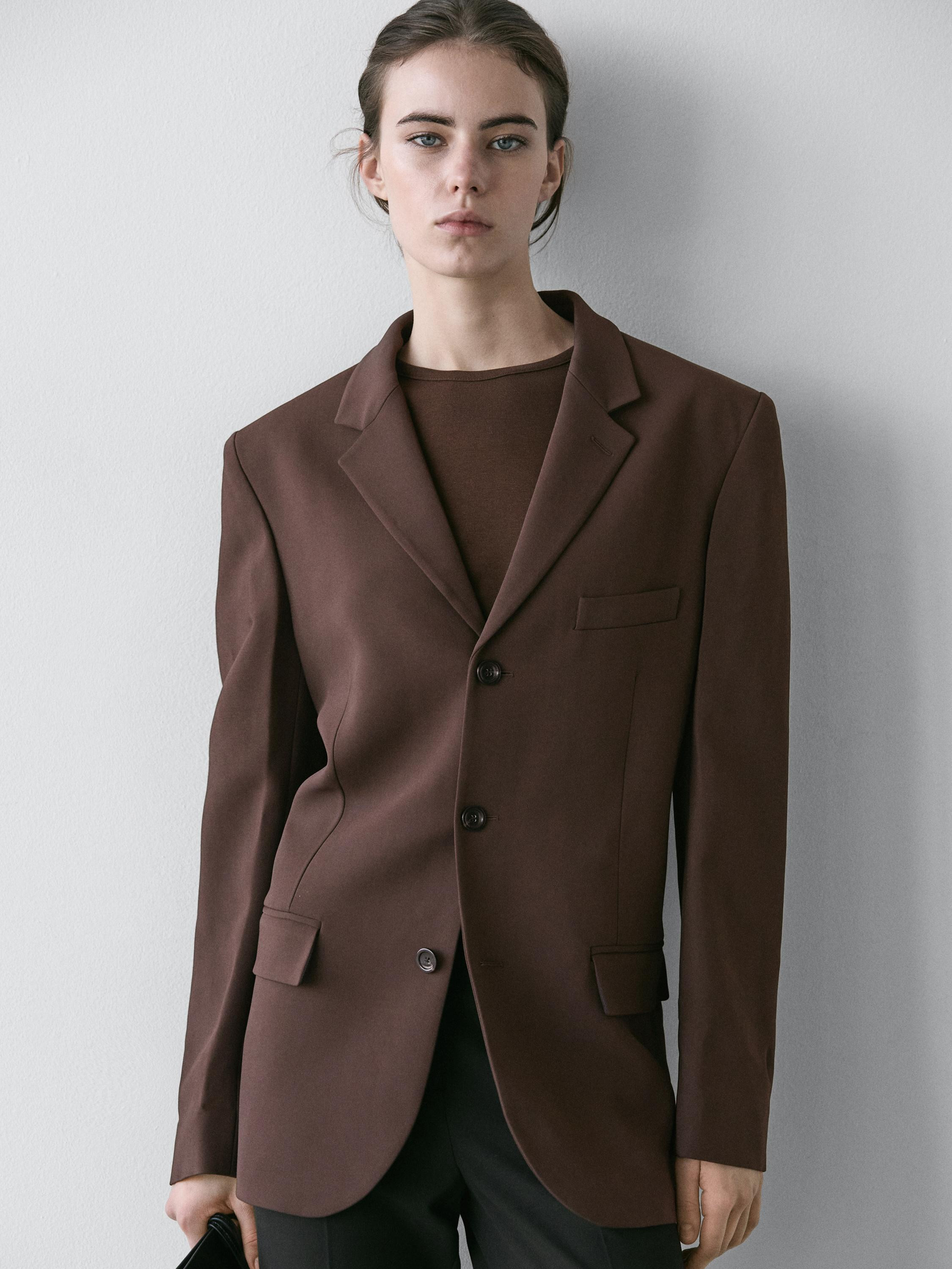 Crepe fabric blazer | Massimo Dutti UK