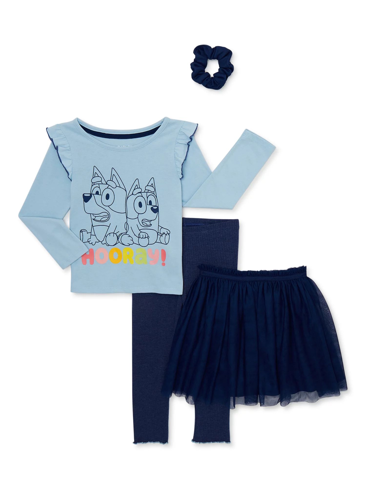 Bluey Baby and Toddler Girl Top, Tutu Skirt, Leggings and Scrunchie Outfit Set, 4-Piece, 2T-5T - ... | Walmart (US)