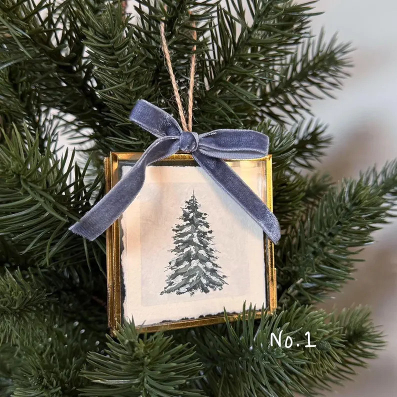 Hand Painted Winter Scene Mini Artworks – Festive Christmas Tree Ornaments, Mantel or Wall Deco... | Etsy (US)