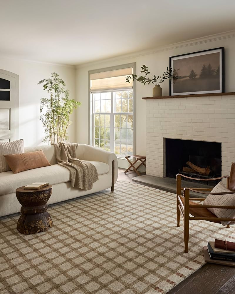 Loloi Magnolia Home by Joanna Gaines Waylon Collection WAY-02 Natural/Rust 5'-0" x 7'-6" Area Rug | Amazon (US)