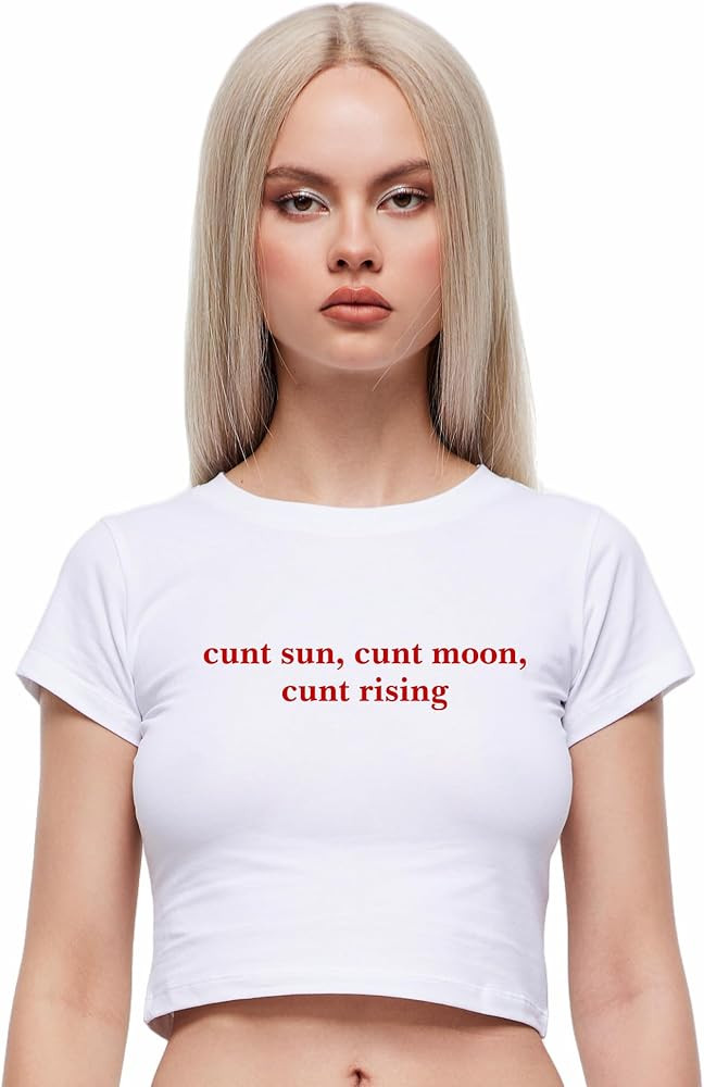 Baby Tees for Women Y2k - Sun Moon Rising Funny Short Sleeve Crew Neck Crop Tops Going Out Top T-... | Amazon (US)