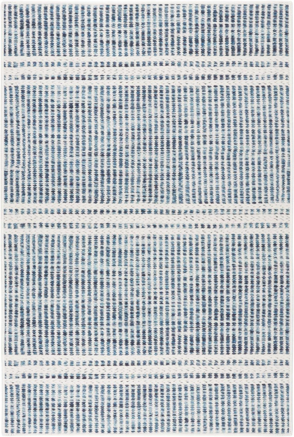 Dash & Albert Malta Machine Washable Rug, 6 X 9 Feet, Blue Stripe Pattern | Amazon (US)