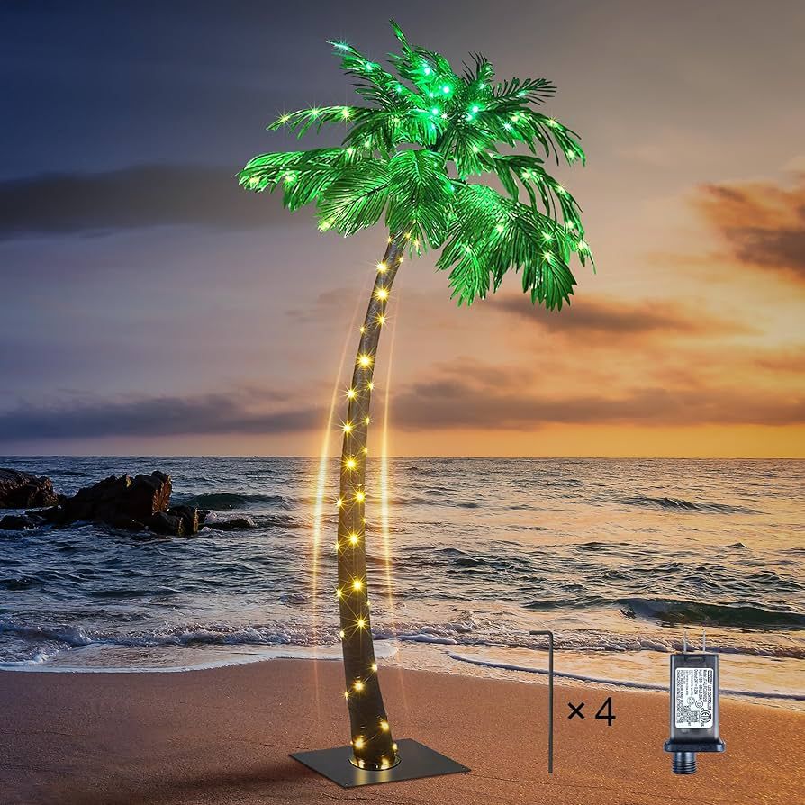 Lightshare 7 Feet Palm Tree, 96LED Lights, Decoration for Home, Party, Christmas, Nativity, Outdo... | Amazon (US)