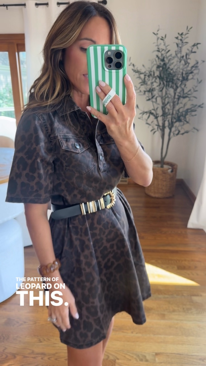 How perfect is this leopard print!!! 
XS. Too long for me bring 5’3” so I belted it.

#LTKmomlife #LTKSeasonal #LTKOver40