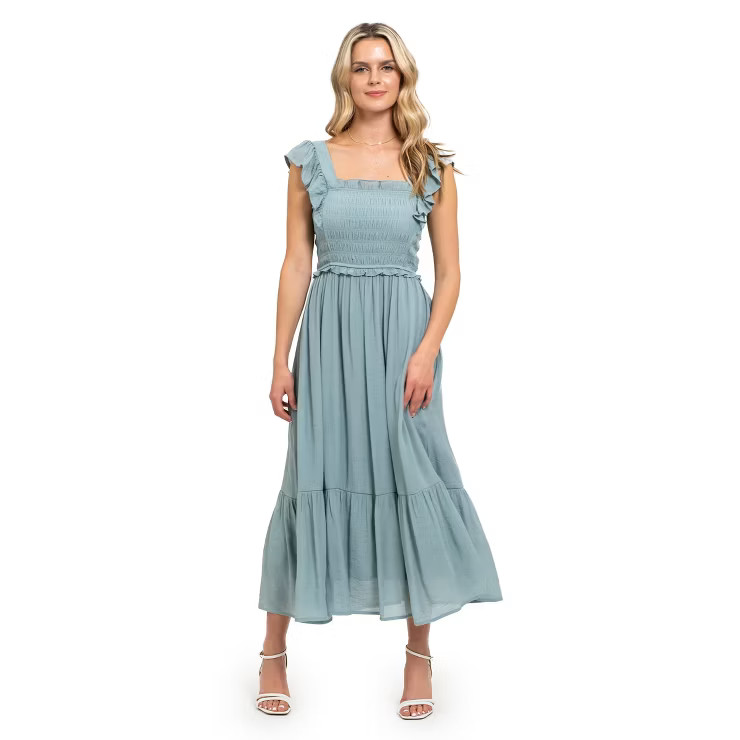 August Sky Women's Smocked Bodice Midi Dress | Target