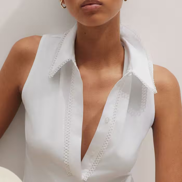 Collared Layering Tank Poplin Mixed Media | ME+EM US