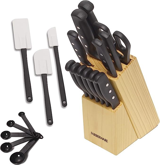 Farberware 22-Piece Never Needs Sharpening Triple Rivet High-Carbon Stainless Steel Knife Block a... | Amazon (US)