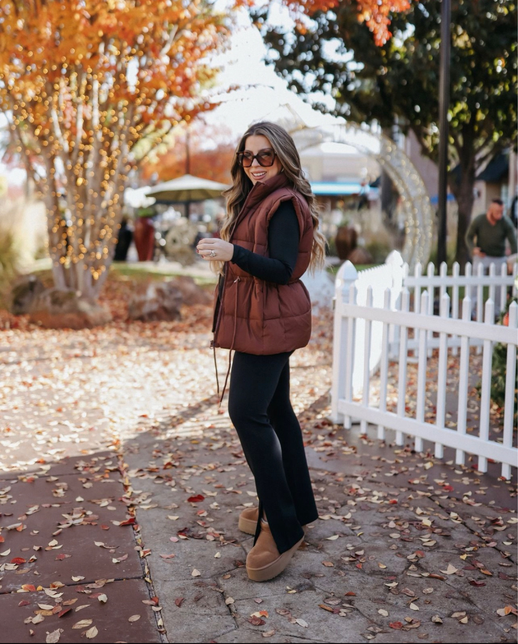 Brown puffer vest, flare leggings, Ugg boots 

#LTKGiftGuide #LTKfindsunder100 #LTKstyletip