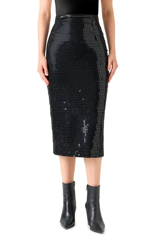 Akris Sequin Pencil Skirt in Black at Nordstrom, Size 4 | Nordstrom