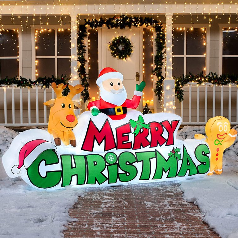 9.5 FT Santa's Winter Wonderland Christmas Inflatable Merry Christmas Sign with Santa, Reindeer &... | Walmart (US)